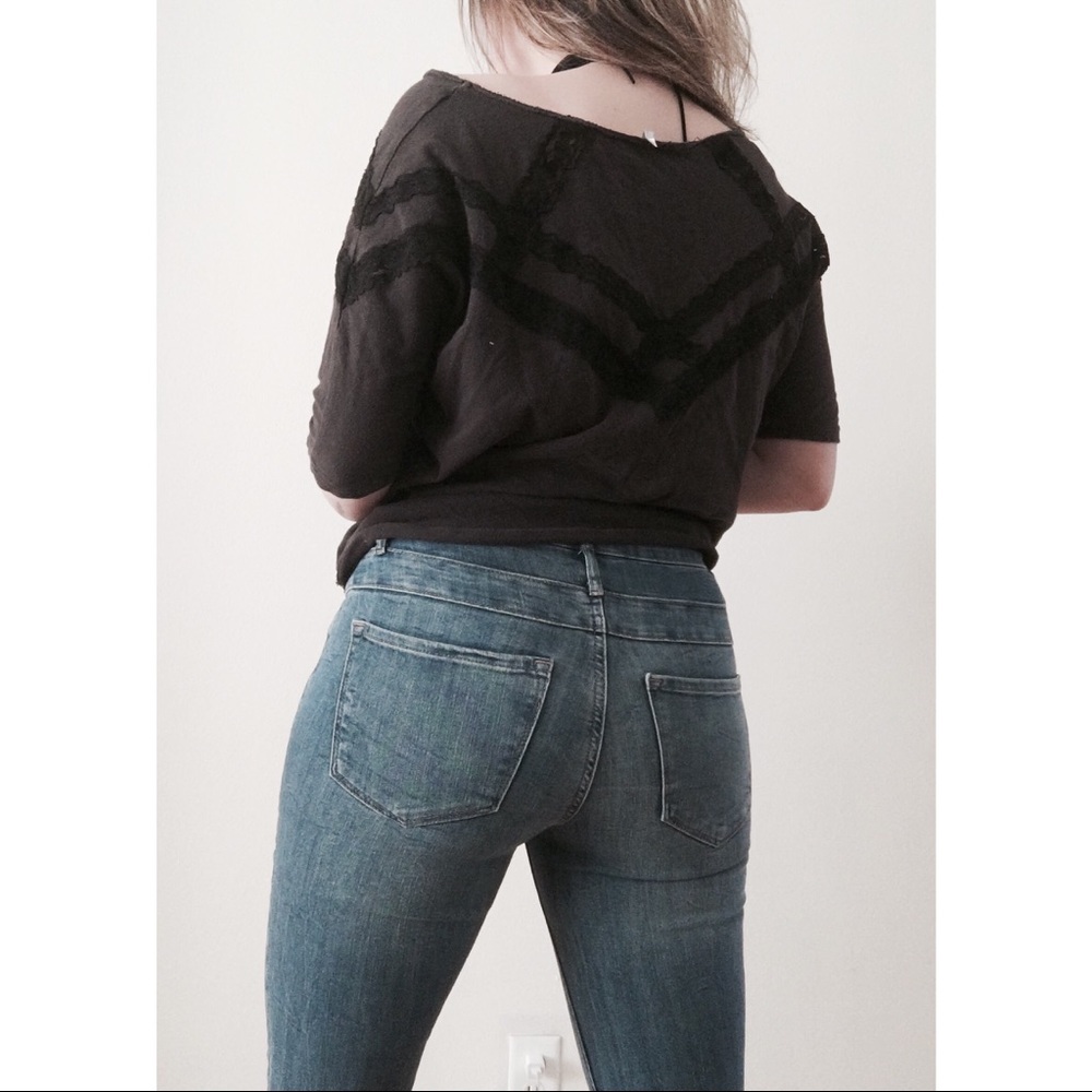 Free People Lace Detail Tee Shirt